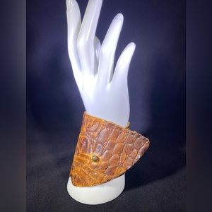 Gator Print Brown Leather Wrist Wrap